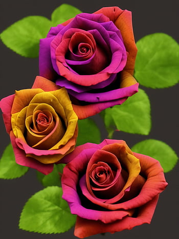 ai Generated, roses, flowers, multicolored Rose, colorful, art, flora, blossom, phone Background, background, colors