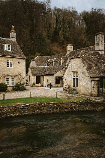 Cotswolds, England, Steinhäuser, historisch, Fluss, ruhige Szene, Landschaft, Dorf, ländlich, die Architektur, szenisch