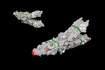 Lego, espacio, nave estelar, destructor, microescala, Clase de jorobado, Clase de Notre Dame, moc, Canon 100 mm, Rayas Verdes, fondo negro