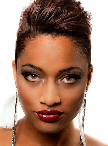 krása, rtěnka, rty, oči, krátké vlasy, Afro-Američan, náušnice, žena, Modelka, portrét, hnědé oči