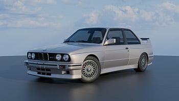 bmw m3 e30, klasické auto, venkovní nastavení, modrá obloha, elegantní design, stříbrná bmw, Historické auto, automobilové fotografie, Automobiloví nadšenci, Model M3 E30, klasické bmw