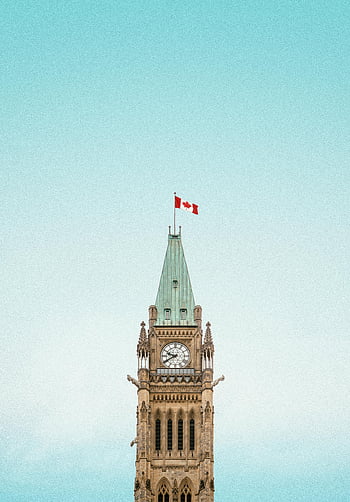 Peace Tower, Ottawa, Canada, Canadian flag, blue sky, iconic building, clock tower, historic architecture, national landmark, Ottawa Parliament, Canadian heritage