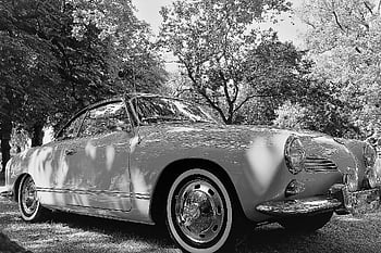auto, černobílý, klasický, vinobraní, vozidlo, přeprava, volkswagen, automobilového průmyslu, karmann ghia