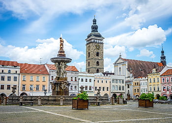 old Town Square, tourism, to Travel, fountain, vacation, cityscape, architecture, landmark, budejovice, main Square, budějovice