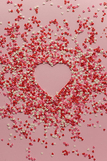 inimile de hârtie, roz fundal, Confetti în formă de inimă, ocazii romantice, ocazii festive, Inimi împrăștiate, Aranjament cardiac, ziua îndragostiților, Inimi confetti, Confetti roz, decor romantic