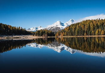 jezero, hory, stromy, Alpy, vysokohorský, sníh hory, jehličnany, jehličnatý, jehličnatého lesa, horské jezero, klidné vody