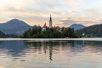 lake Bled, church, island, lake, reflection, water, nature, chapel, landmark, tourist Attraction, mountains