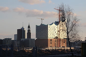 Hamburg, elbe philharmonic hall, koncertní sál, budov, panoráma, panoráma města, město, architektura, městský, moderní, moderní architektura