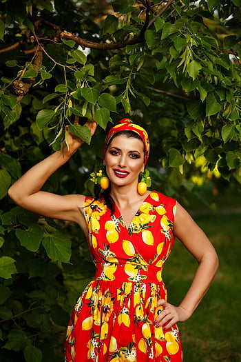 fille, modèle, femme, mode, robe, jeune femme, des arbres, feuilles, la nature, style, pose