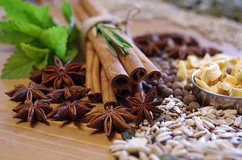 fahéj, gyógynövények, bors, főzés, étkezés, aroma, konyha, összetevők, szegfűszeg, aromás, gyömbér
