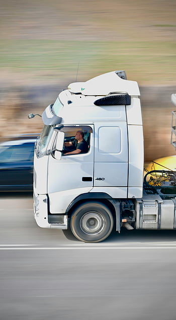 white truck, highway, Agramunt Spain, dynamic shot, speeding, road, truck driver, vehicle, transportation, motion blur, semi-truck