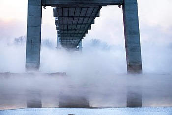řeka, yenisei, mráz, mlha, město, Krasnojarsk, Rusko, sníh, voda, Příroda, proud