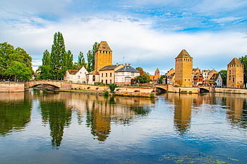 věž, Francie, Alsasko, Evropa, voda, město, panoráma města, budov, ve Štrasburku, cestovní ruch