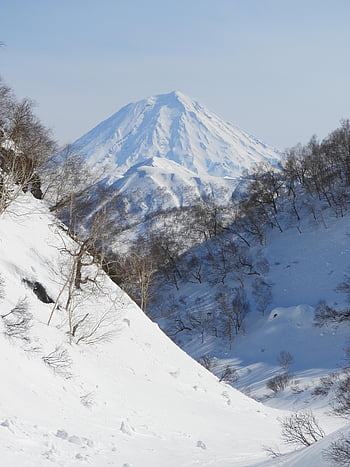 kamchatka, koryaksky Volcano, winter, snow, mountains, frost, cold, volcano, drifts, height, slopes