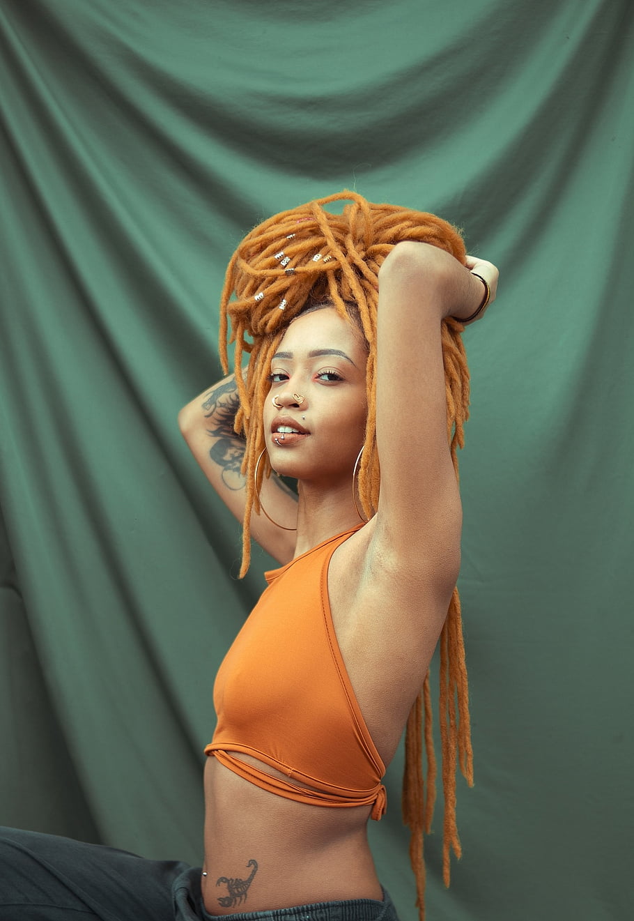 žena, Modelka, portrét, póza, afro, styl, móda, představují, Mladá žena, dívka, modelování