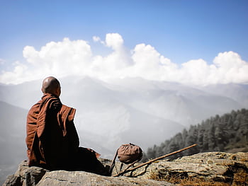 mnich, rozjímání, buddhismus, Himaláje, kullu, budhistický mnich, venku, Příroda, hora, krajina, venkovní
