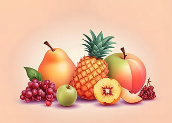 fruit, pattern, apple, abstract, food, tropical, drawing, pineapple, collage, pear, peach