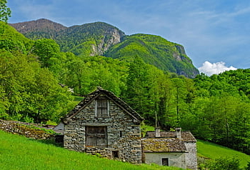 Ticino, kamenný dům, Příroda, hora, venkov, švýcarsko, krajina, horské krajiny