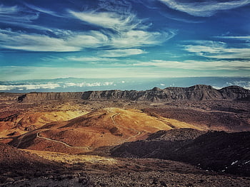 volcano, mountain, landscape, blue Sky, desert, sky, nature, teide, tenerife, rock, spain