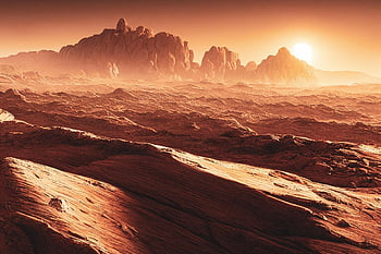 Marte, natura, tramonto, suolo, rocce, sabbia, paesaggio, Generato da Ai