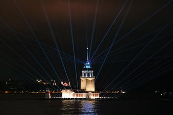 pigenes tårn, nat landskab, natur, istanbul, nat, hav, ocean