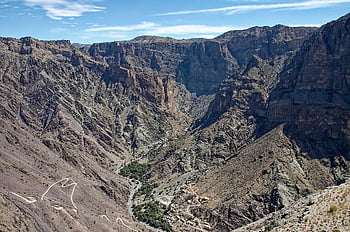 Oman, region ad dakhiliyah, Ad Dakhiliyah, Landschaft, Berge, Rock, Road Pass Road, Reisepass, Tal, Schlucht, Himmel