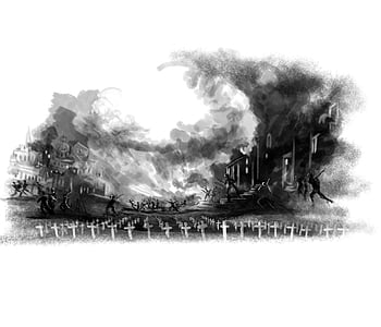 cimitero, guerra, ww2, Arte della seconda guerra mondiale, storia, esercito, wwii, schizzo, arte digitale, disegno digitale, isolato