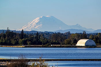 hora, řeka, stromy, les, listy, voda, národní park, Příroda, scenérie, stratovulkán, Mount Rainier národní park