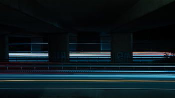dlouhé expozice, světlé stezky, auto, Rychlost, hnutí, temný, cyberpunk, tapety na plochu, futuristický, technologie
