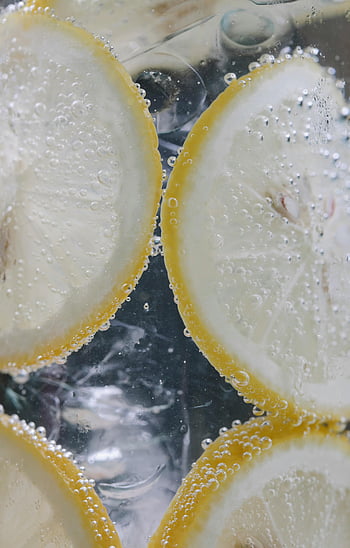 limon dilimleri, maden suyu, kabarcıklar, kapatmak, bardak, Su, Limon, buz küpleri, serinletici içecek, narenciye, içecek