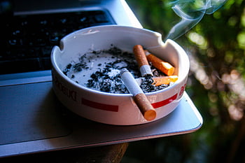 cigareta, tabák, kouř, kouření, popelník, muž, myslící, whisky, smrt