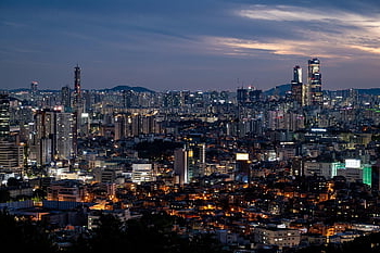 Stadt, Gebäude, Nachtsicht, Seoul, Korea, die Architektur, Horizont, Wolkenkratzer, Nacht Lichter, städtisch