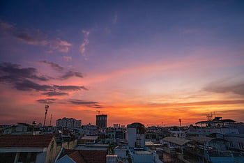 sunsetlover, tramonto, cielo, paesaggio, tetto, crepuscolo, natura, saigon, Vietnam, vista