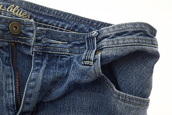 Pocket Blue Jeans, oděv, tlačítko, neformální, oblečení, denim, detail, vybledlý, kalhoty, steh, textil