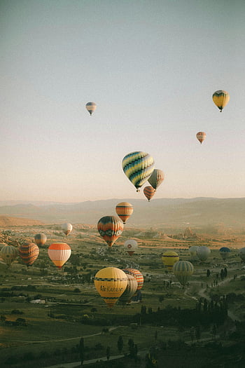 hot air balloons, Cappadocia, Turkey, sunrise, colorful balloons, floating balloons, serene view, sky, landscape, travel destination, adventure