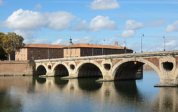 bridge, river, city, architecture, old, historical, brick, urban, landscape, toulouse, occitania