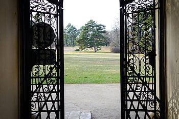antique, architecture, art, door, doorway, entrance, gate, iron, landscape images, nature, trees