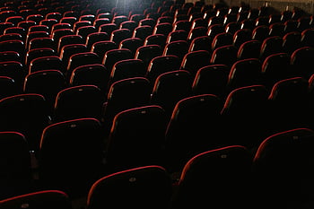 prázdná sedadla, kino, červená sedadla, Disly osvětlené divadlo, náladová atmosféra, řady sedadel, divadelních křesel, prázdné kino, Dark Theatre, Red Cinema Seats, Prázdná červená sedadla