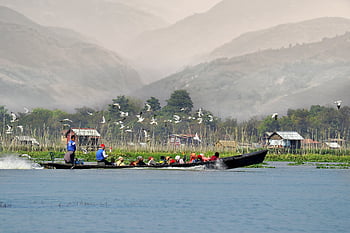 inle jezero, barma, Myanmar, loď, jezero, voda, inle, plovoucí zahrady, cestovat, krajina, Příroda