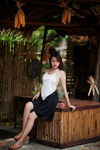 femme, modèle, asiatique, mode, style, chemisier, jupe, jeune femme, femelle, femme asiatique, la modélisation