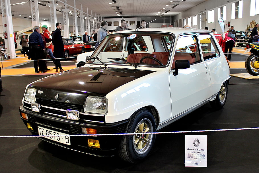 ルノー5、 コパ、 1979年、 車、 展覧会、 白、 ビンテージ、 スポーツの、 1397 CC、 93 cv、 850 kg