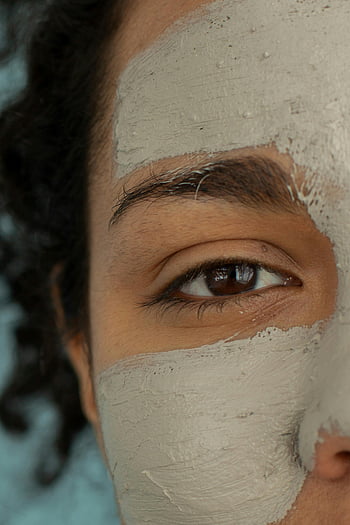 clay mask, skincare, facial mask, close-up shot, black woman, beauty, self-care, natural skincare, facial treatment, skin care routine, woman with mask