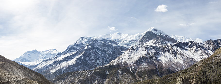 zelená, panoráma, Himaláje, Nepál, krajina, annapurna, poon hill, eos 7d, zasněžené hory, Příroda