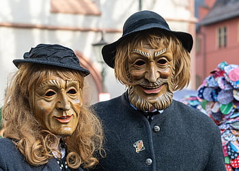 fasnet, งานรื่นเริง, ปลอม, หน้ากาก, เพศชาย, หญิง, หน้ากากไม้, แกะสลัก, ฝาครอบ, ชุดแต่งกาย, คู่เก่าของ