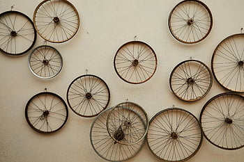 Roți de biciclete vintage, arta industrială, spatele roților, perete arta, forme diferite, Colecția de roți pentru biciclete, perete ușor, Roți de epocă, decorare perete, Artă cu bicicleta, roți retro