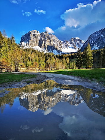 hory, stezka, jezero, vysokohorský, dolomity, Itálie, Příroda, Alpy, nebe, průhled, trentino