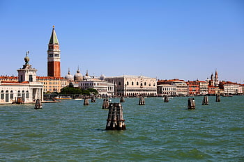 Venice, Italy, Grand Canal, St. Mark's Campanile, Doge's Palace, landscape photography, iconic landmarks, stunning view, Venice skyline, waterway, historic architecture
