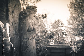 angelo, tomba, cimitero, statua, scultura, lutto, pietra, funerale, figura, riposo, transitorietà