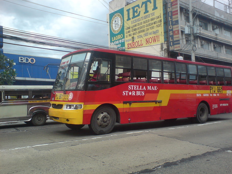 Stella Mae, Hvězdný autobus, Lagro, quezon city, Quirino Highway, Provoz města, Běžné jízdné, Nissan Diesel, Filipíny, autobus, PBPA