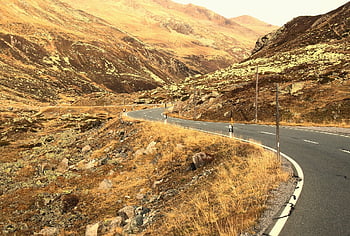 way, mountain, landscape, curve, pass, rocks, asphalt, stones, alpine, byway, winding Road
